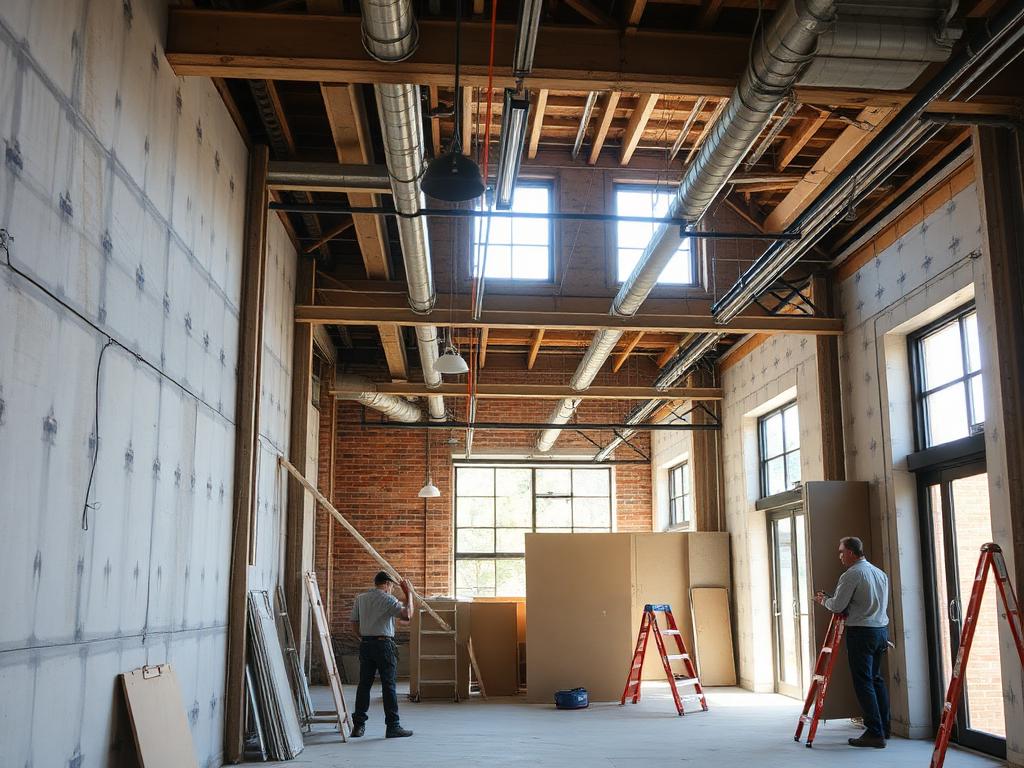 Adaptive reuse tenant improvement construction inside an older commercial building