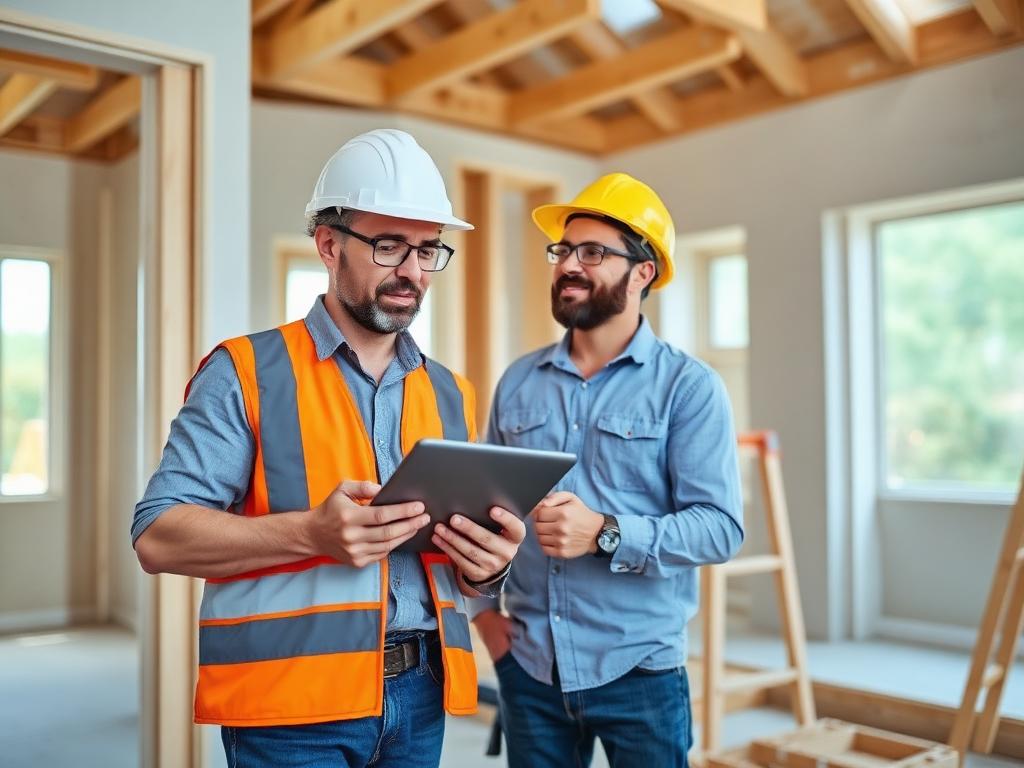 Site superintendent inspecting workmanship with a subcontractor on site